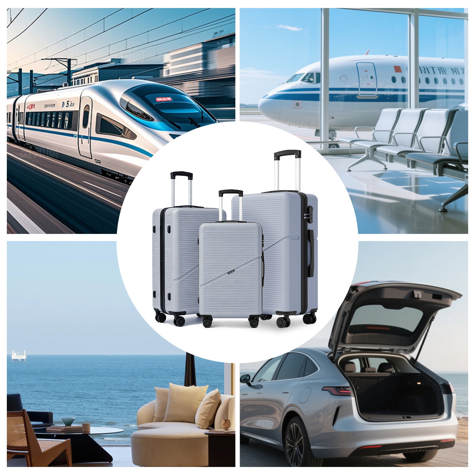 Set 3 Trolley ABS 20/24/28 pollici - Grigio Scuro（041）