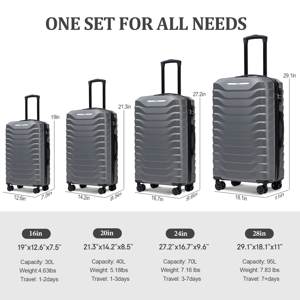 Set valigie ABS 4 pezzi 18/20/26/28 - Grigio (029)