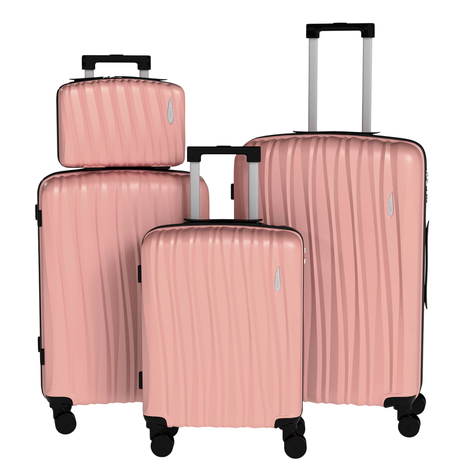 Set 4 Trolley ABS 12/20/24/28 pollici - Rosa（073）