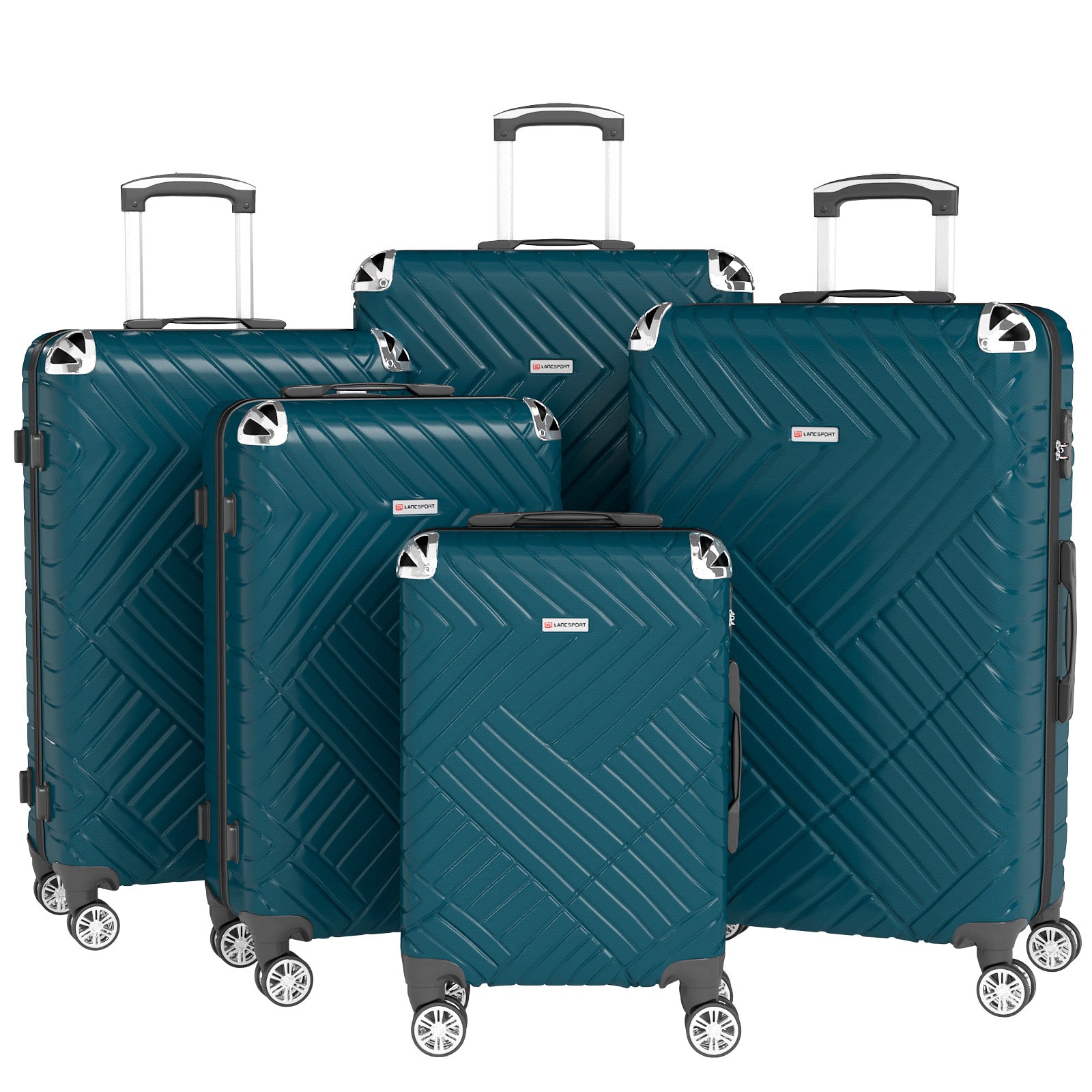 Set valigie in ABS da 5 pezzi (20"/26"/28"/30"/32") – Blu pavone（075）