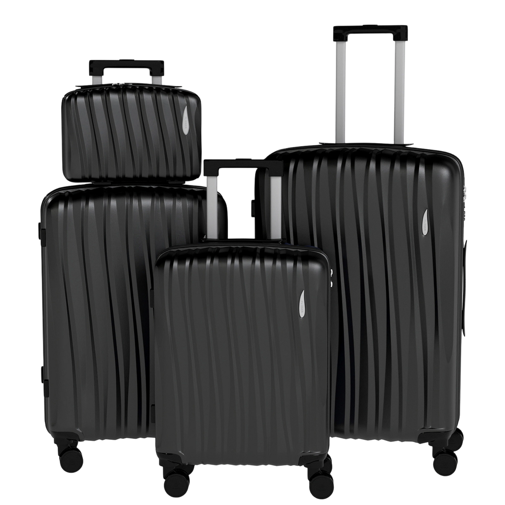 Set 4 Trolley ABS 12/20/24/28 pollici - Nero（073）