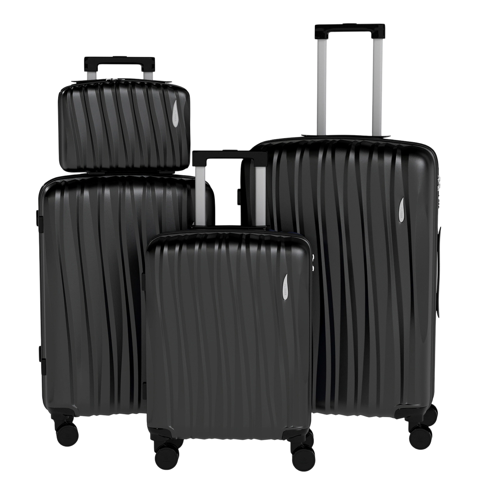 Set 4 Trolley ABS 12/20/24/28 pollici - Nero（073）
