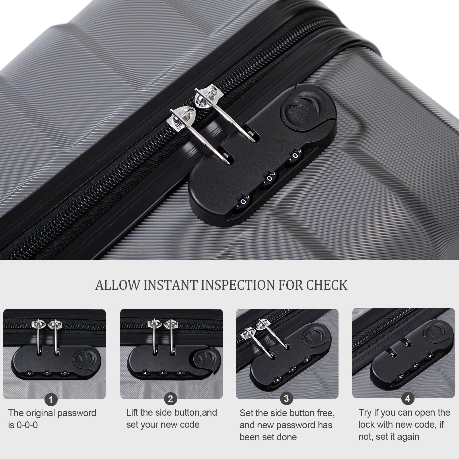 Set valigie ABS 4 pezzi 18/20/26/28 - Grigio (029)
