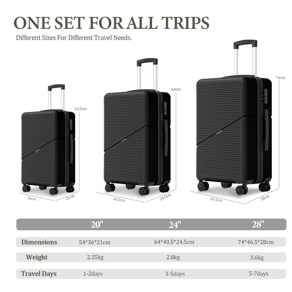 Set 3 Trolley ABS 20/24/28 pollici - Nero (041)