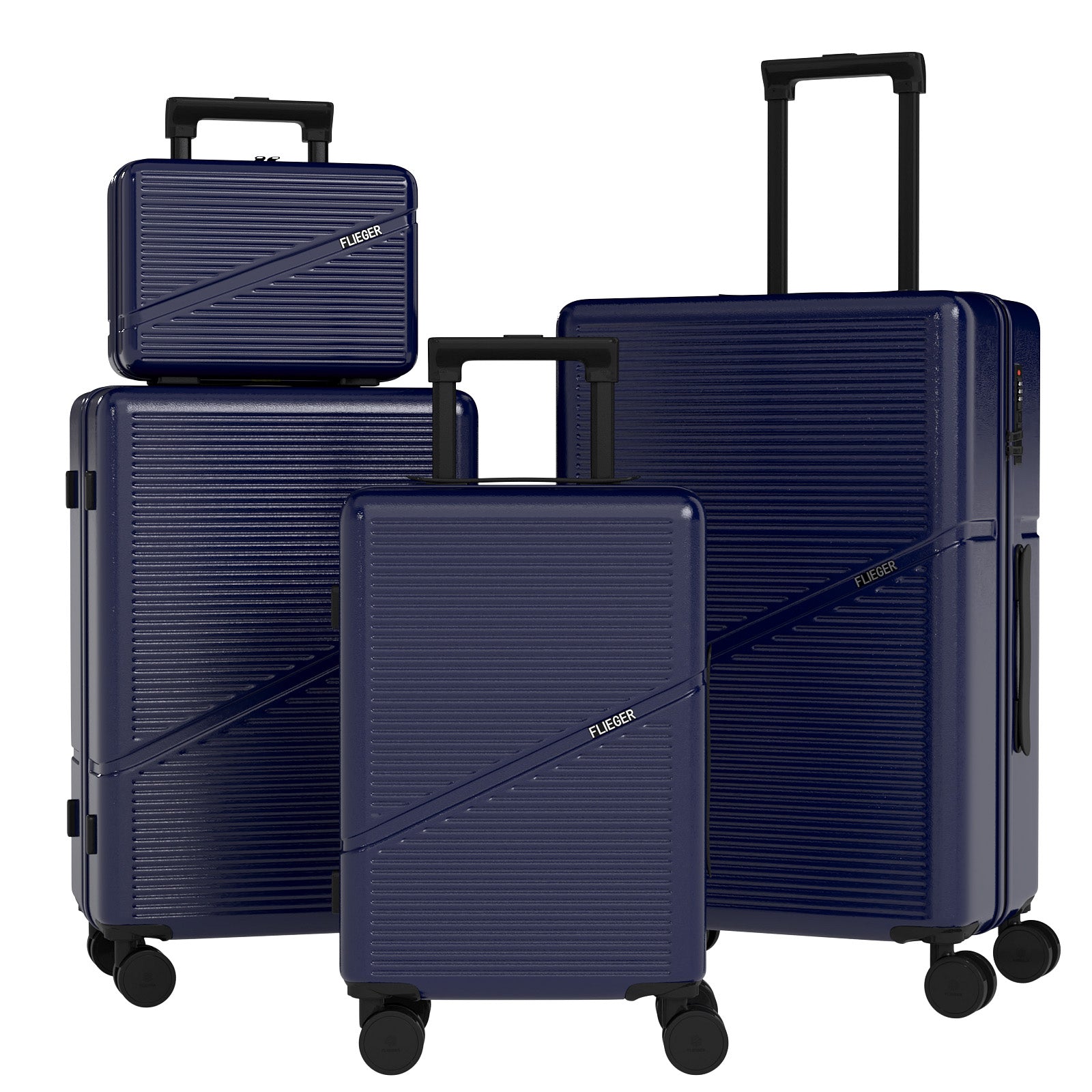 Set valigie in ABS da 4 pezzi (12"/20"/24"/28") – Blu profondo（064）