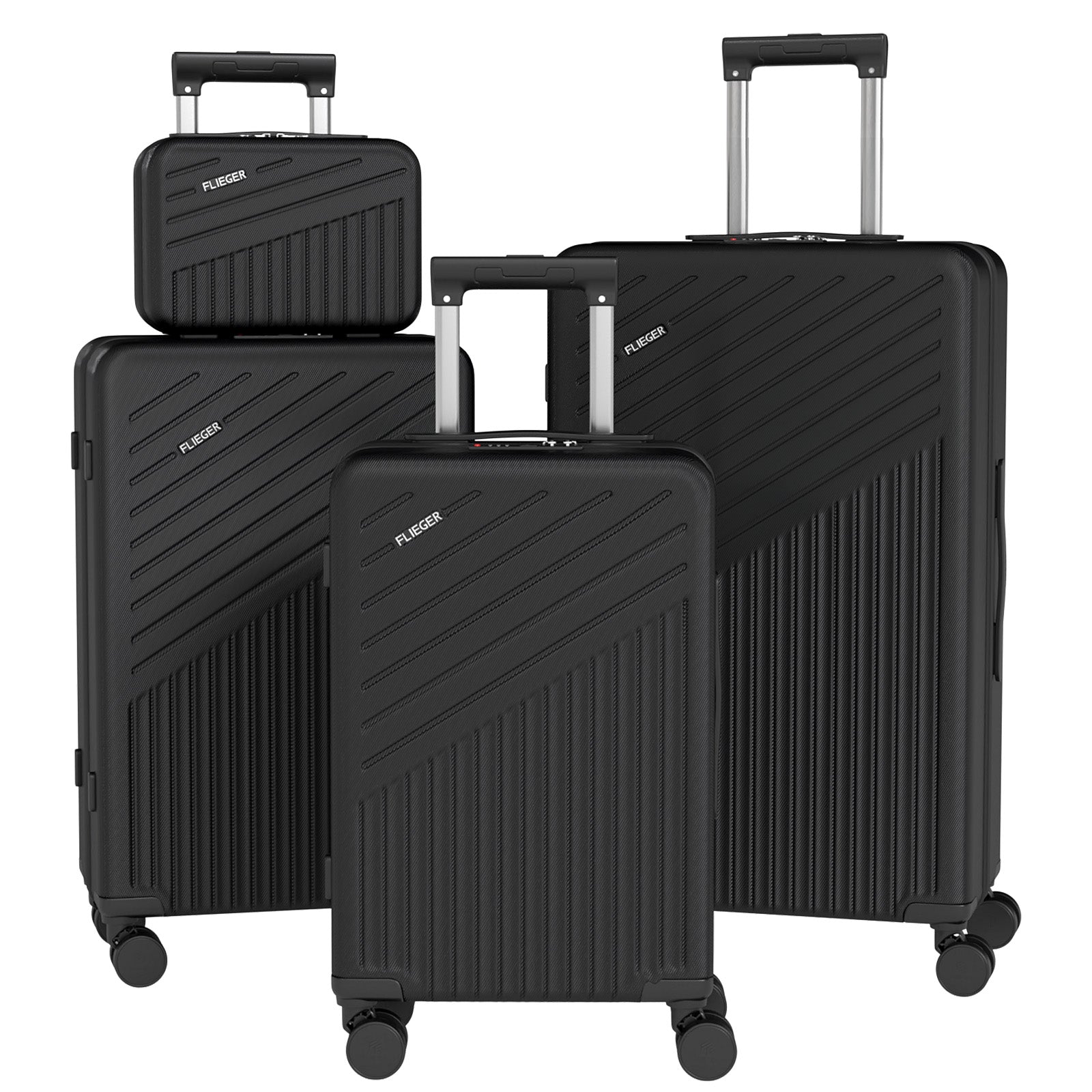 Set 4 Trolley ABS 12/20/24/28 pollici - Nero (071)
