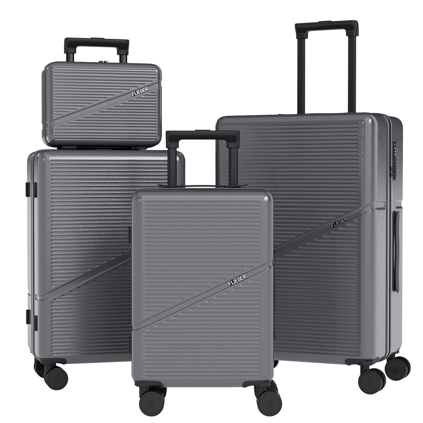 Set valigie in ABS da 4 pezzi (12"/20"/24"/28") – Grigio ferro（064）