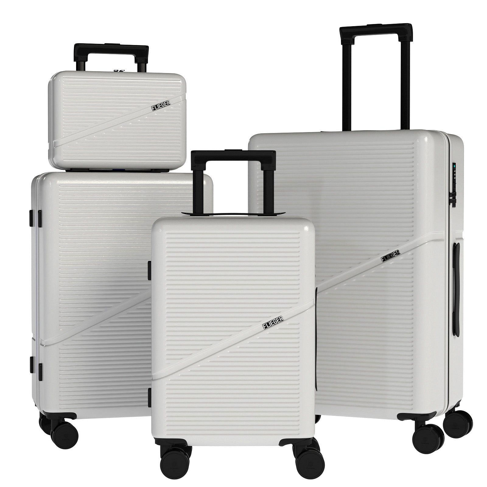 Set valigie in ABS da 4 pezzi (12"/20"/24"/28") – Bianco（064）