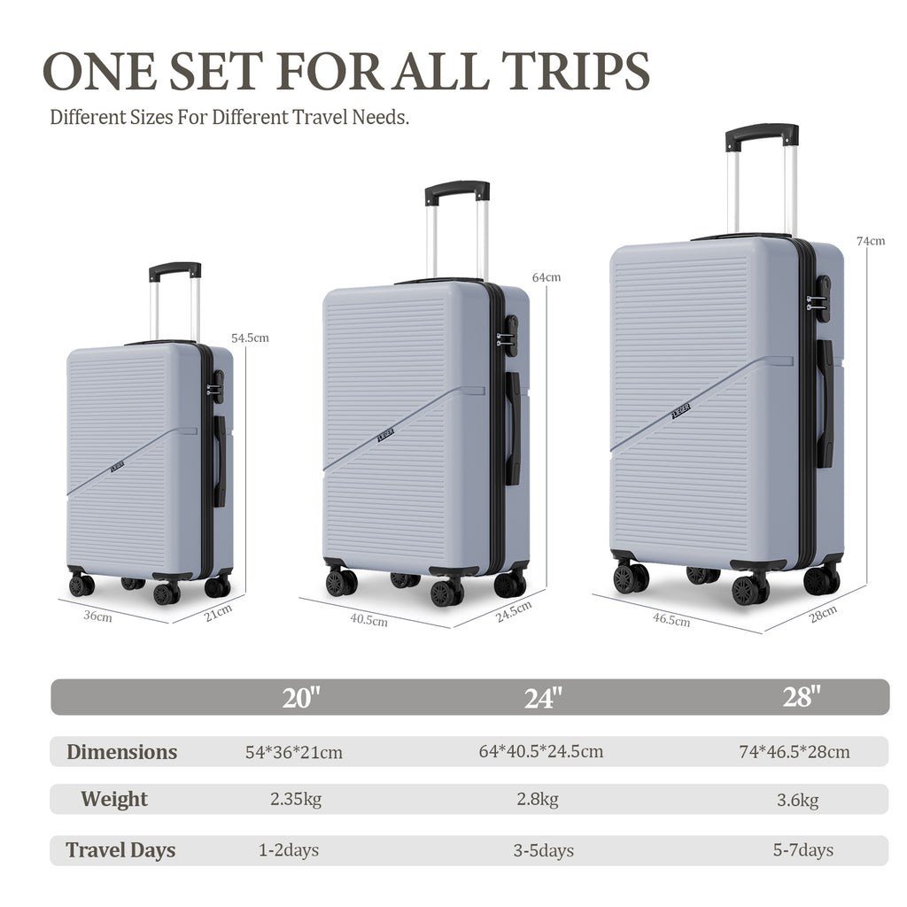 Set 3 Trolley ABS 20/24/28 pollici - Grigio Scuro（041）