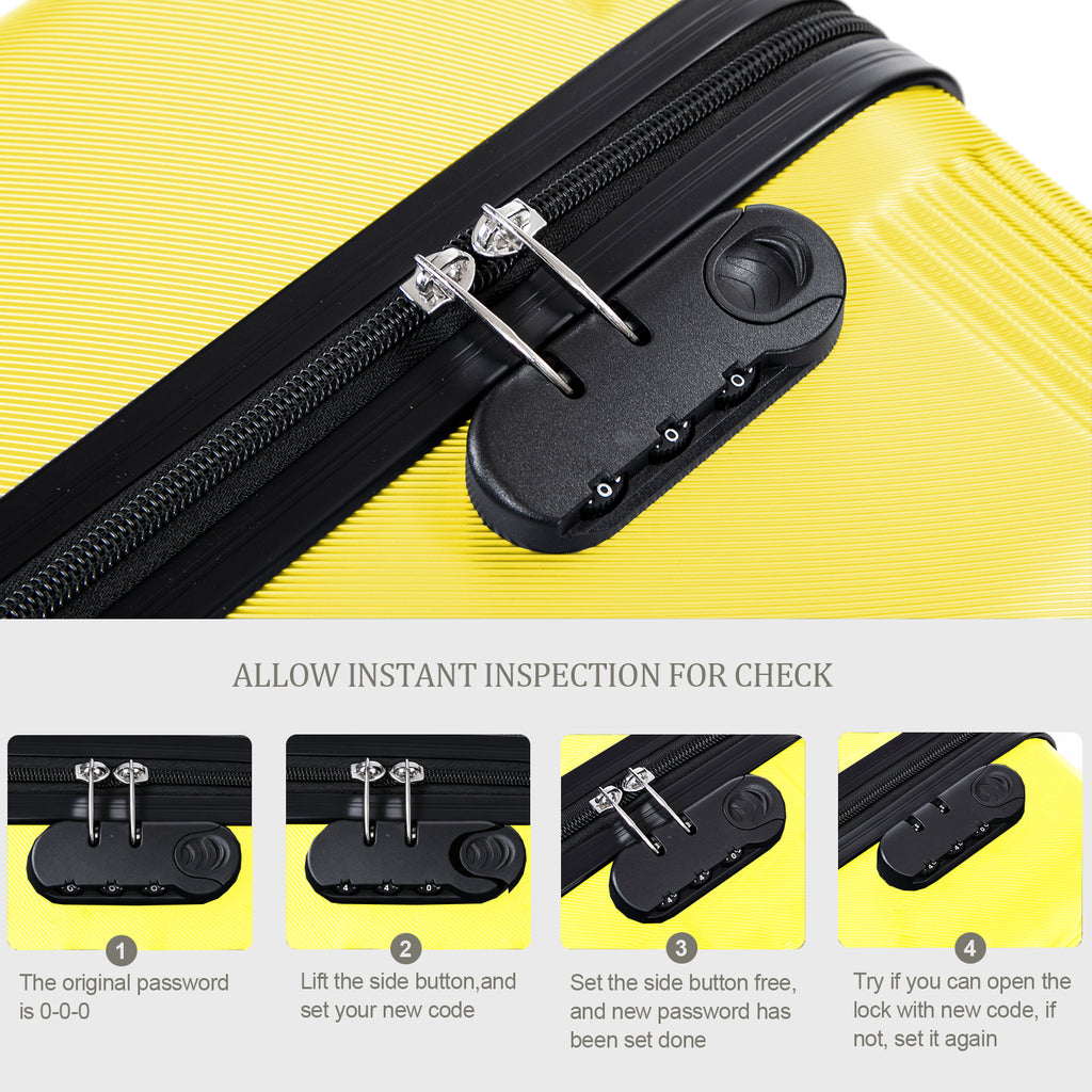 Set valigie ABS 3 pezzi 20/24/28– Giallo（042）