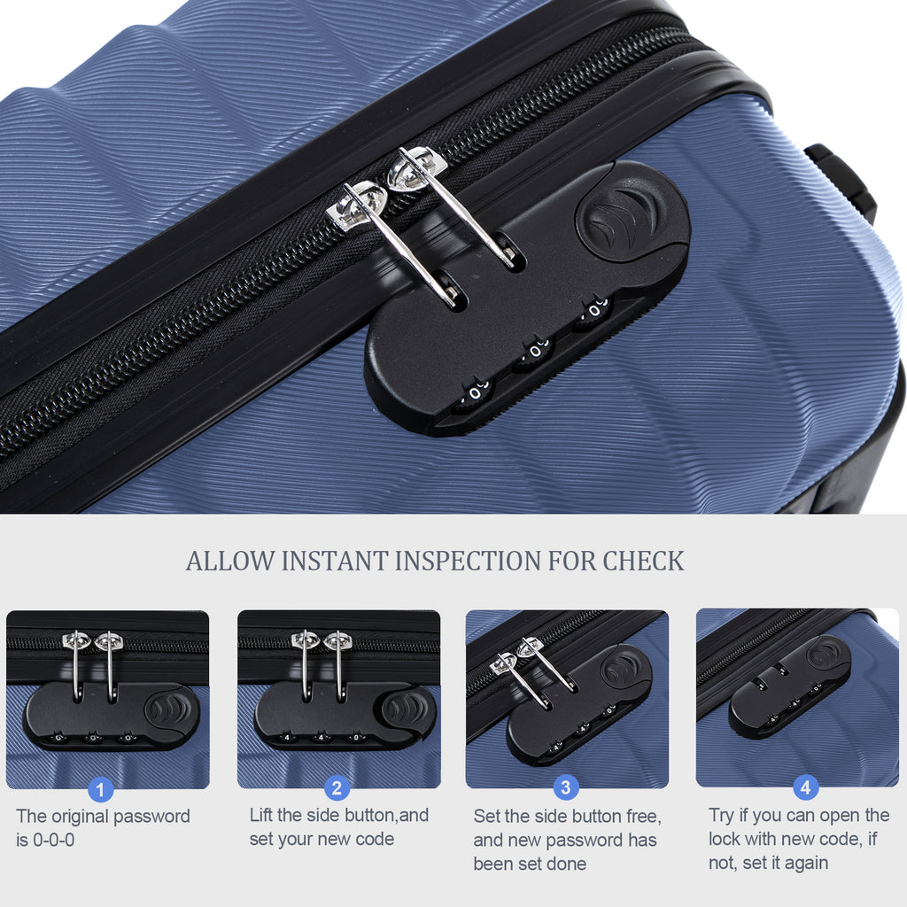 Set valigie ABS 4 pezzi 18/20/26/28 – Blu Scuro（029）