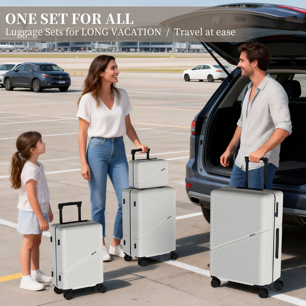 Set valigie in ABS da 4 pezzi (12"/20"/24"/28") – Bianco（064）