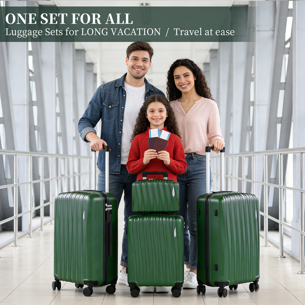 Set 4 Trolley ABS 12/20/24/28 pollici - Verde Scuro (073)