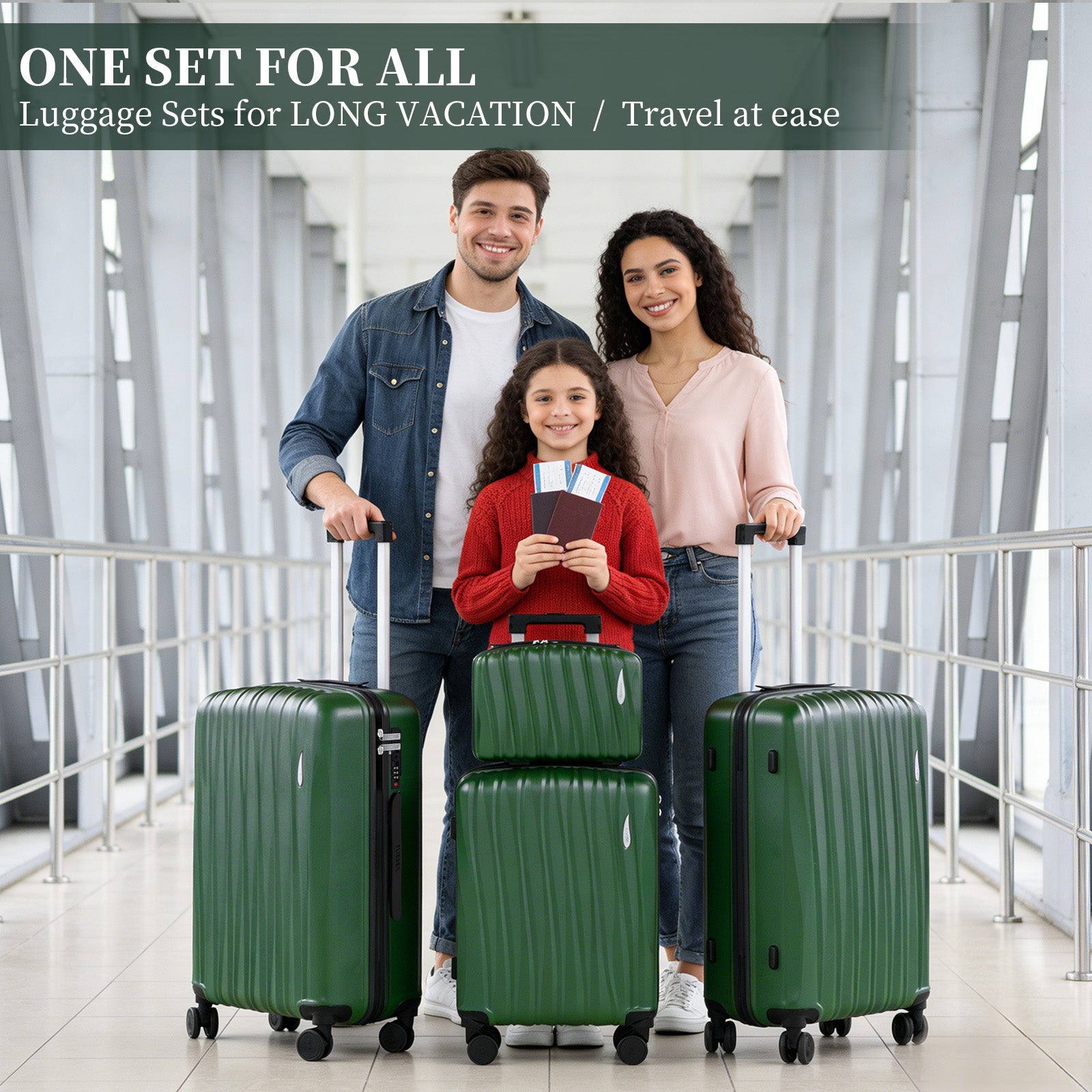 Set 4 Trolley ABS 12/20/24/28 pollici - Verde Scuro (073)