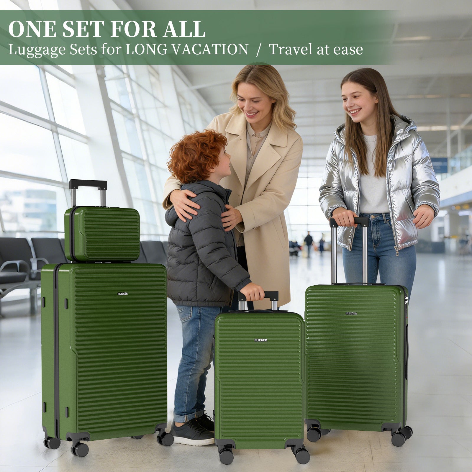 Set 4 Trolley ABS 12/20/24/28 pollici - Verde (069)