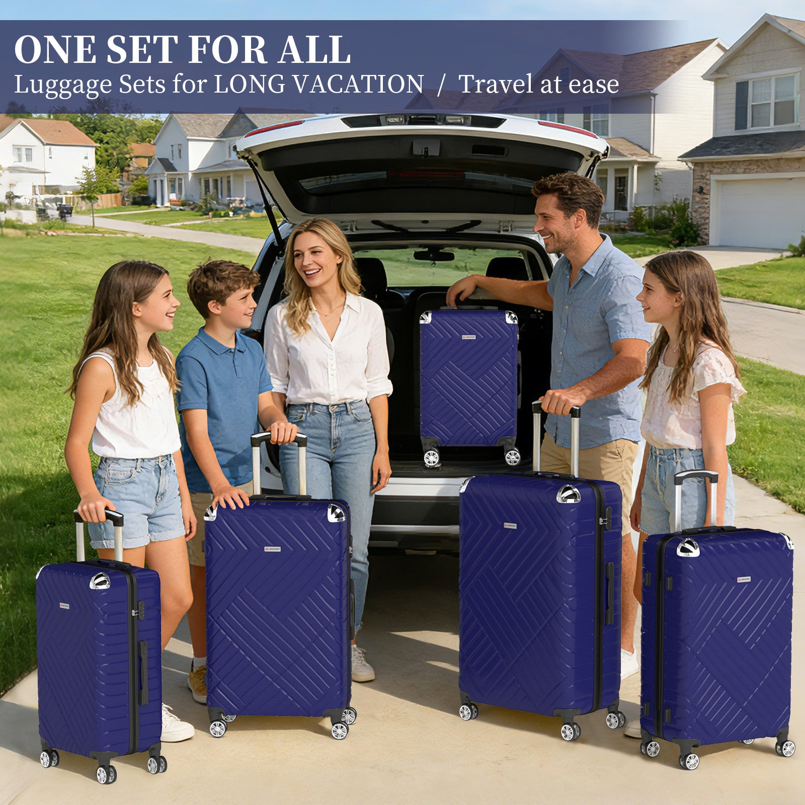 Set valigie in ABS da 5 pezzi (20"/26"/28"/30"/32") – Blu royal（075）
