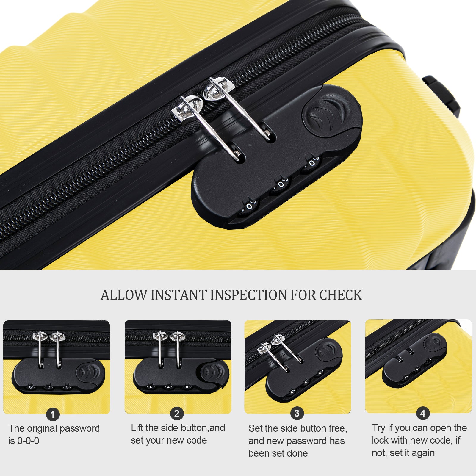 Set valigie ABS 4 pezzi 18/20/26/28 - Giallo (029)