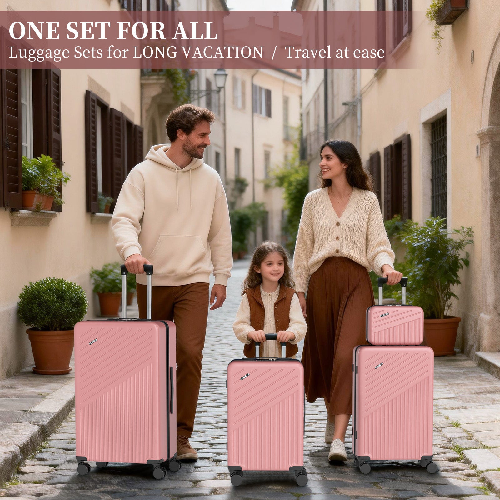 Set 4 Trolley ABS 12/20/24/28 pollici - Oro Rosa (071)
