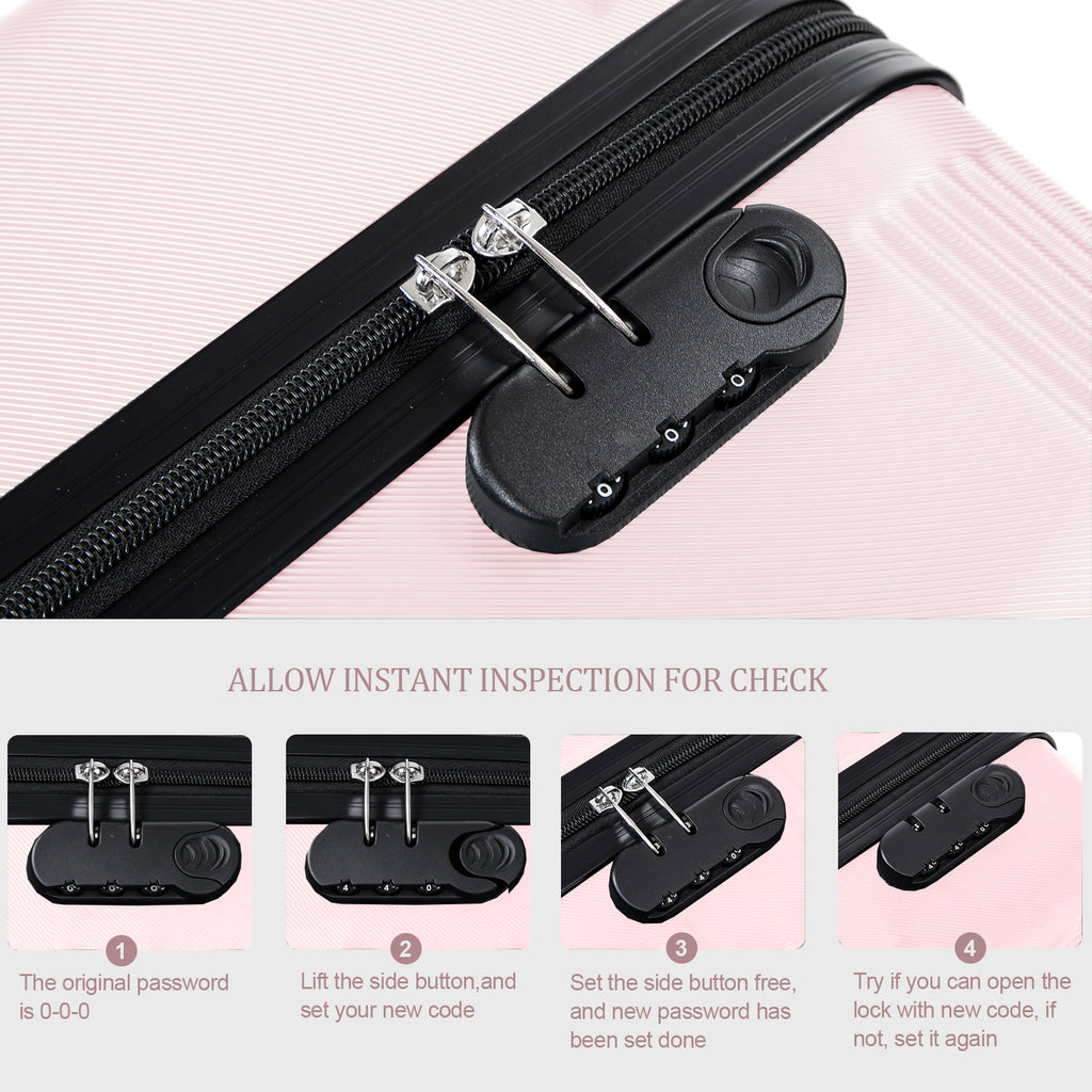 Set valigie ABS 3 pezzi 20/24/28 – Rosa（042）