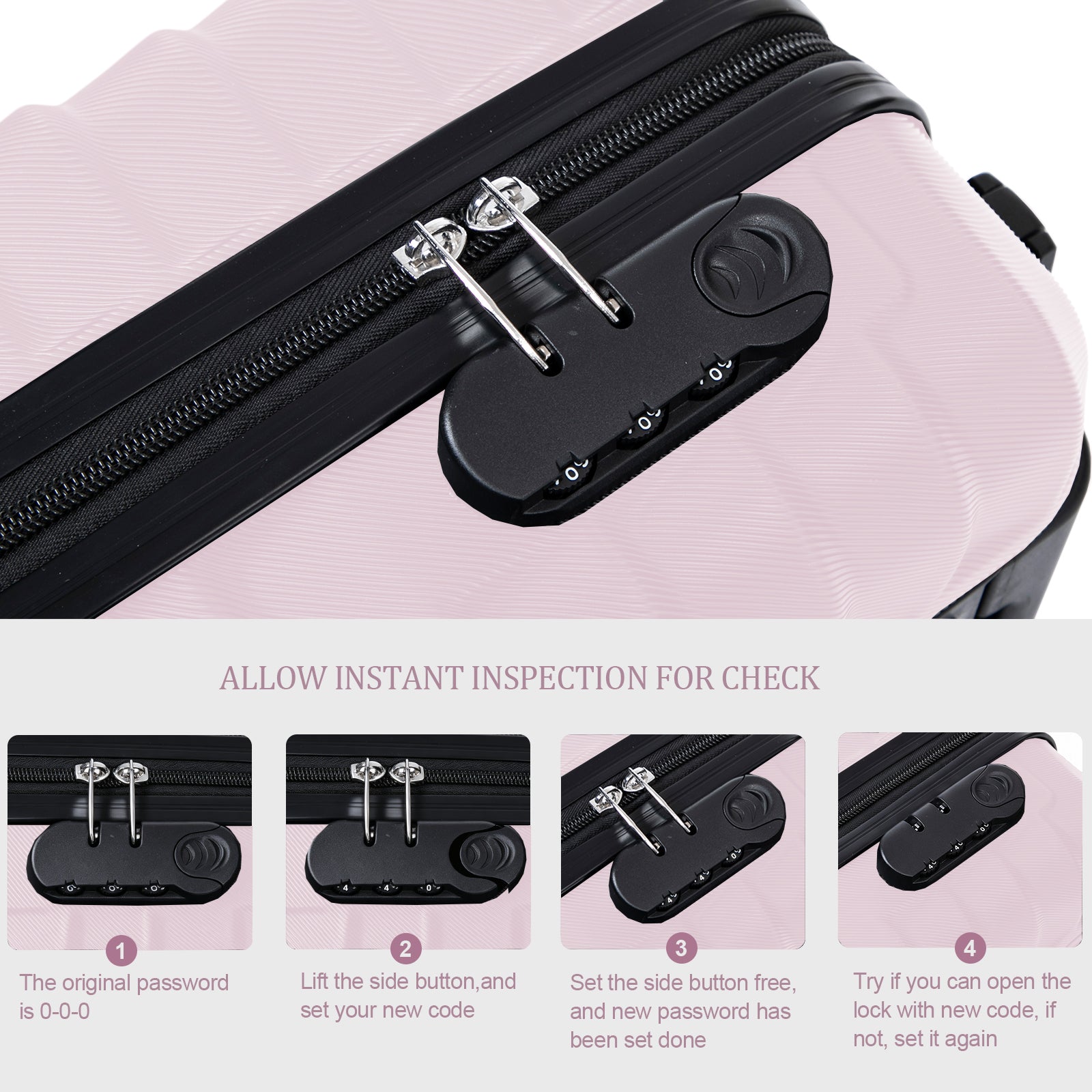 Set valigie ABS 4 pezzi 18/20/26/28 - Rosa (029)