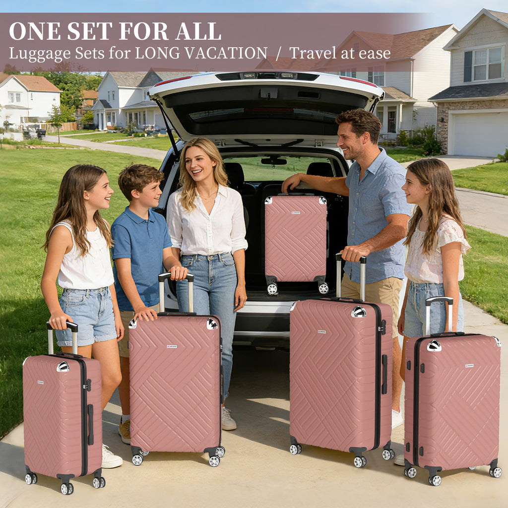 Set valigie in ABS da 5 pezzi (20"/26"/28"/30"/32") – Rosa oro（075）
