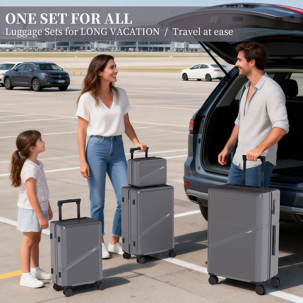 Set valigie in ABS da 4 pezzi (12"/20"/24"/28") – Grigio ferro（064）