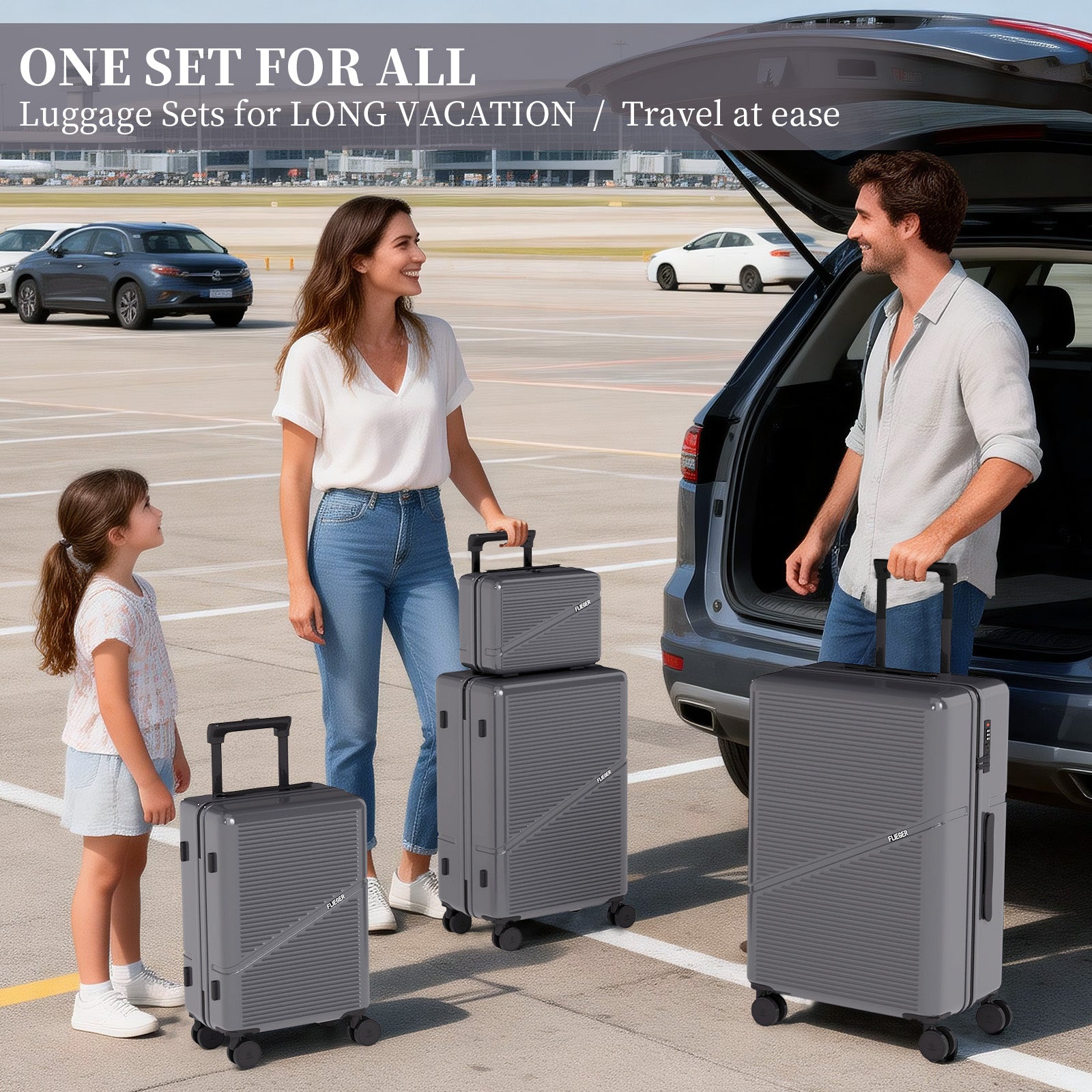 Set valigie in ABS da 4 pezzi (12"/20"/24"/28") – Grigio ferro（064）