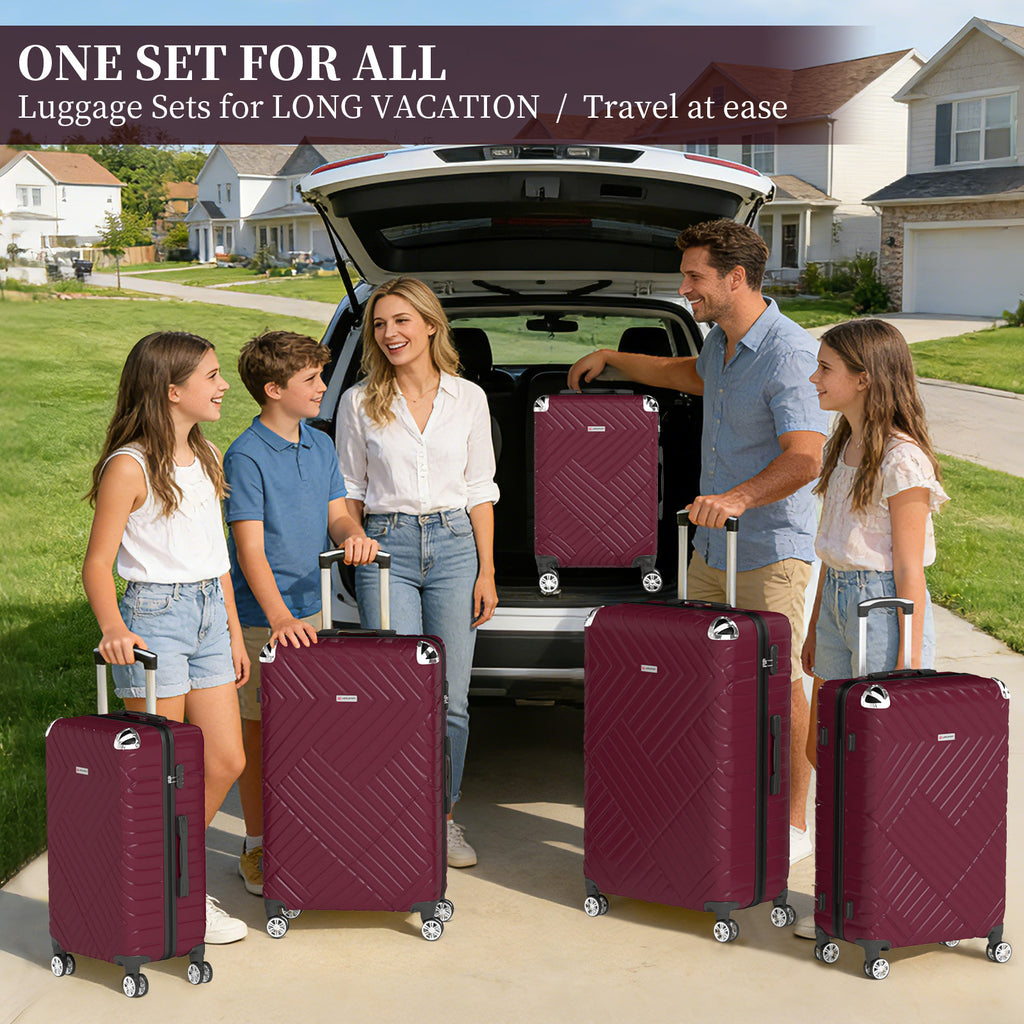 Set valigie in ABS da 5 pezzi (20"/26"/28"/30"/32") – Bordeaux（075）