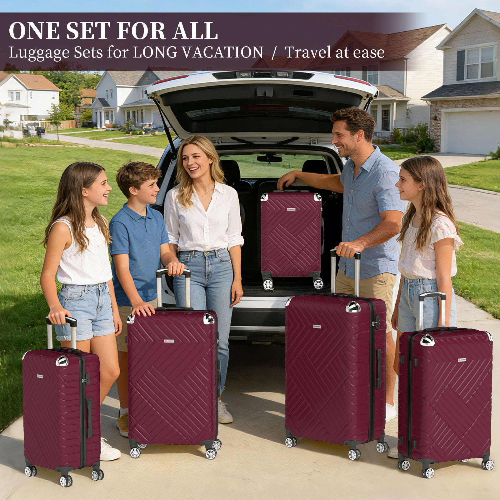Set valigie in ABS da 5 pezzi (20"/26"/28"/30"/32") – Bordeaux（075）