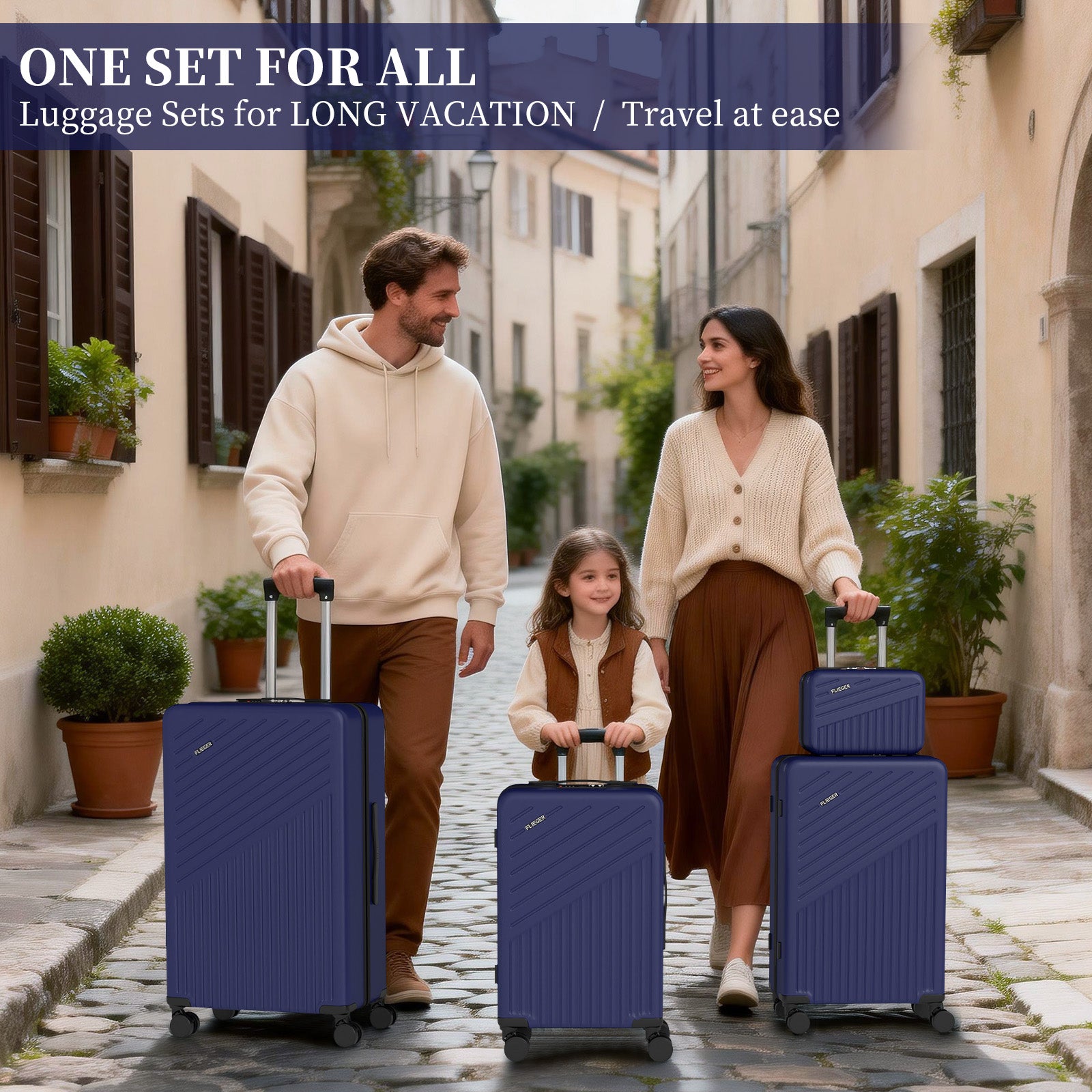 Set 4 Trolley ABS 12/20/24/28 pollici - Blu Navy (071)