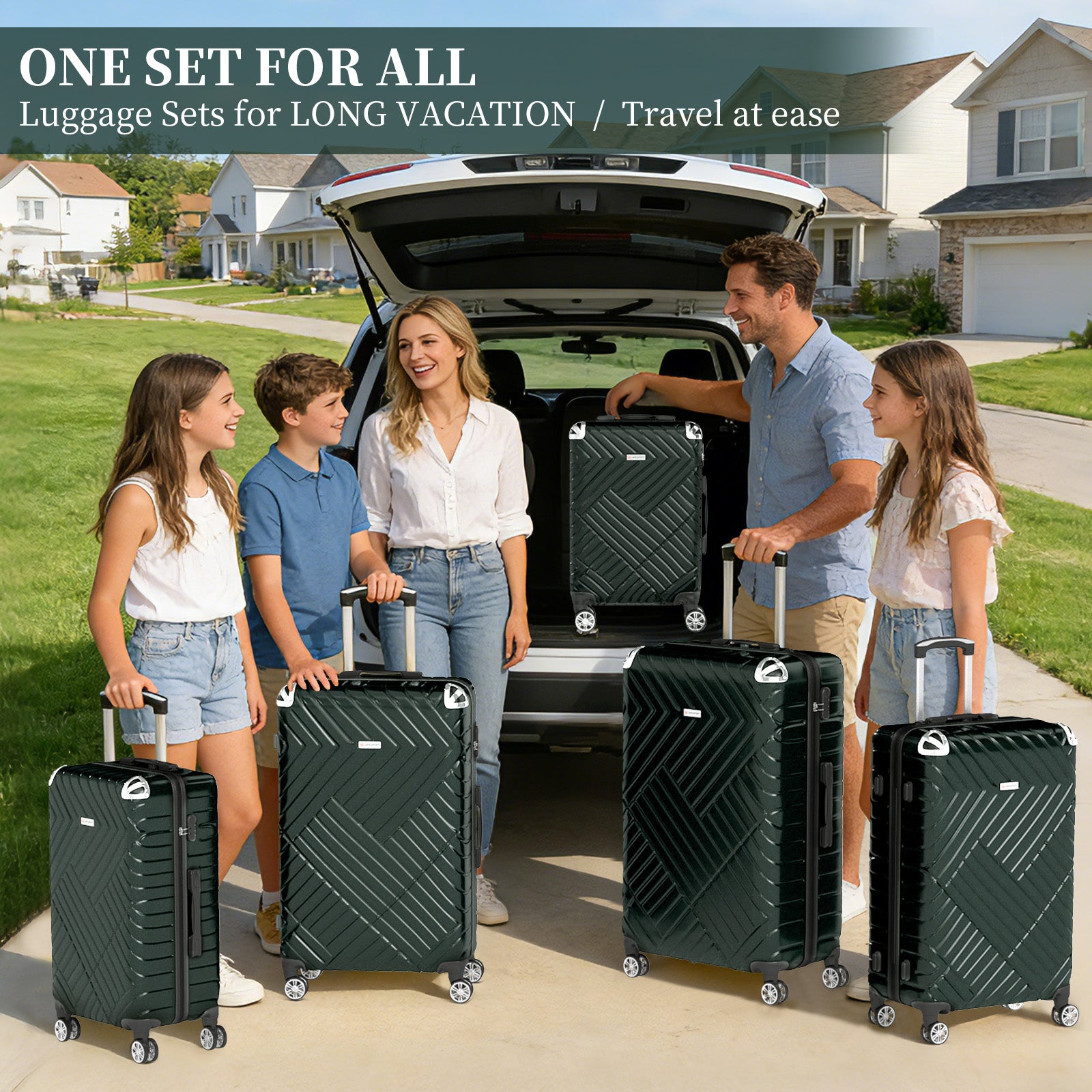 Set valigie in ABS da 5 pezzi (20"/26"/28"/30"/32") – Verde scuro perlato（075）