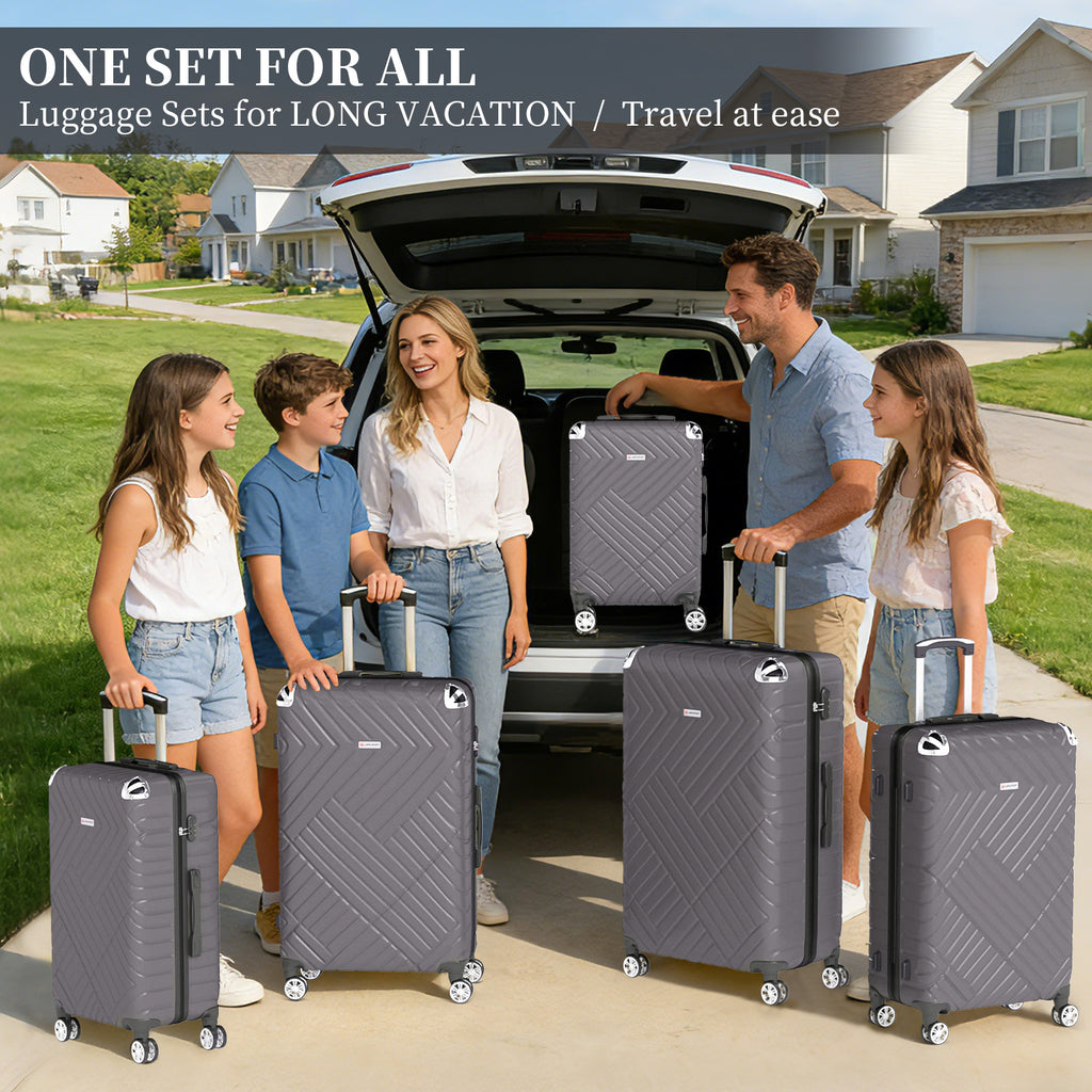 Set valigie in ABS da 5 pezzi (20"/26"/28"/30"/32") – Grigio argento（075）