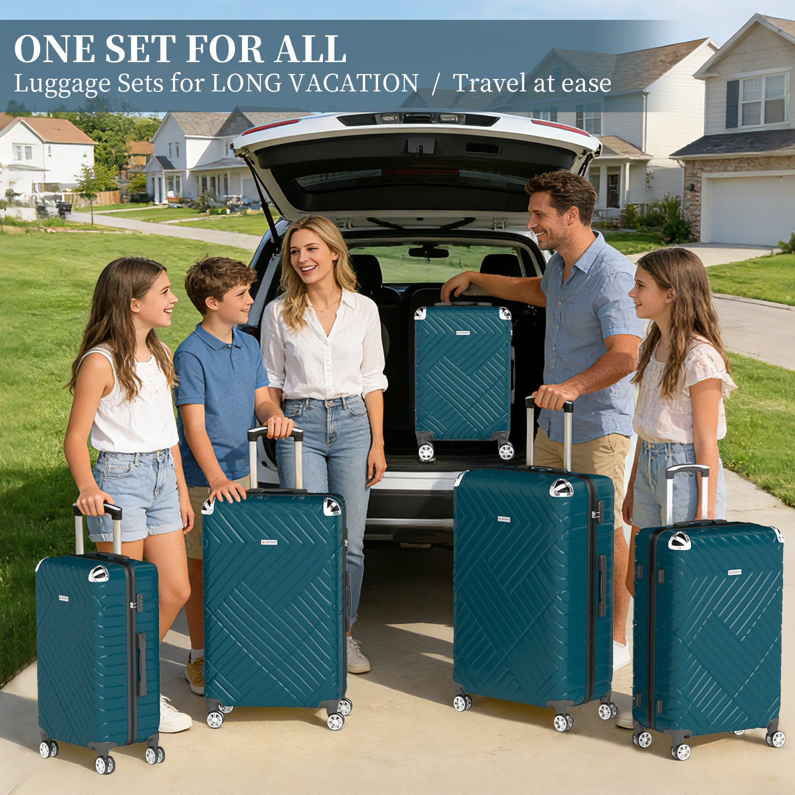 Set valigie in ABS da 5 pezzi (20"/26"/28"/30"/32") – Blu pavone（075）
