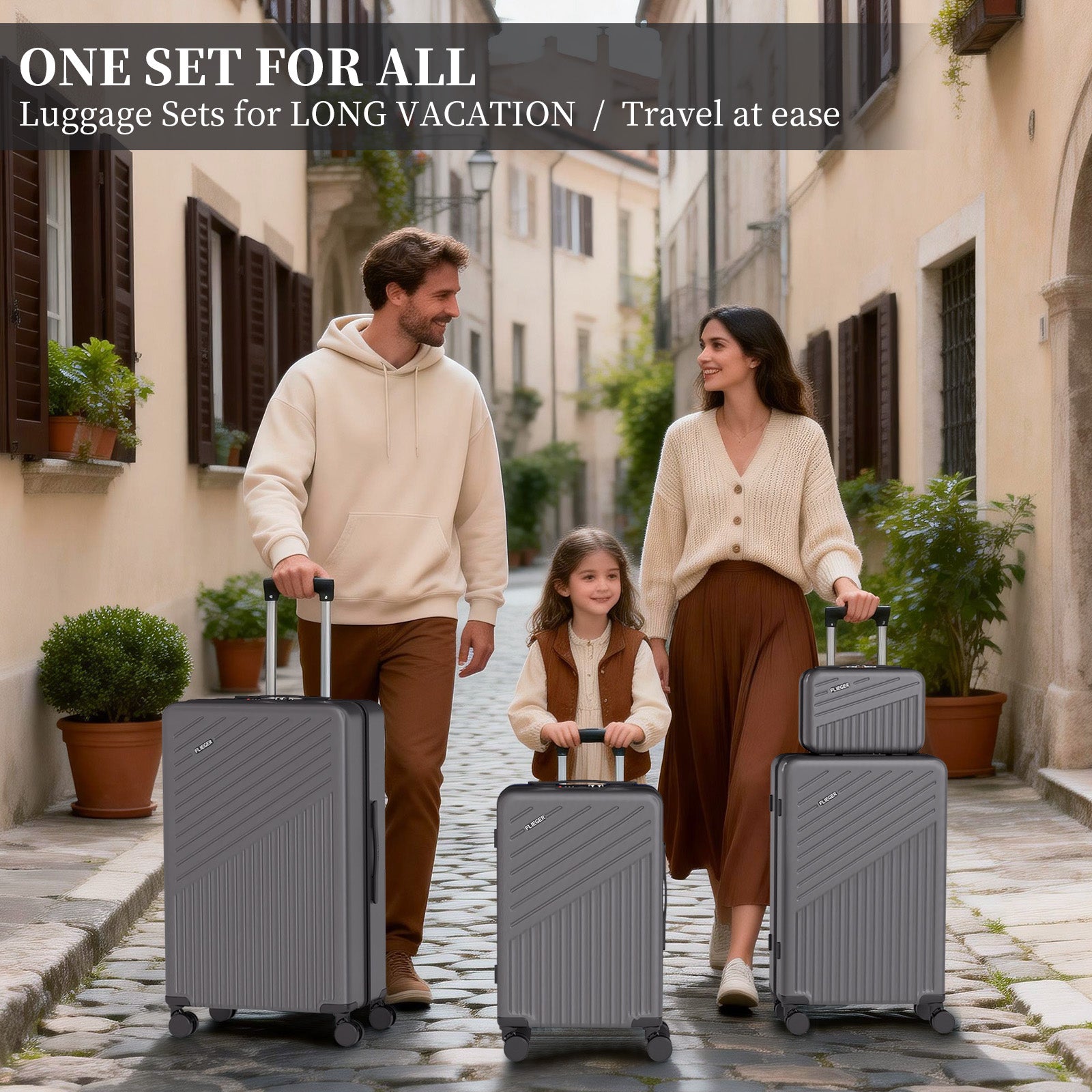 Set 4 Trolley ABS 12/20/24/28 pollici - Grigio (071)