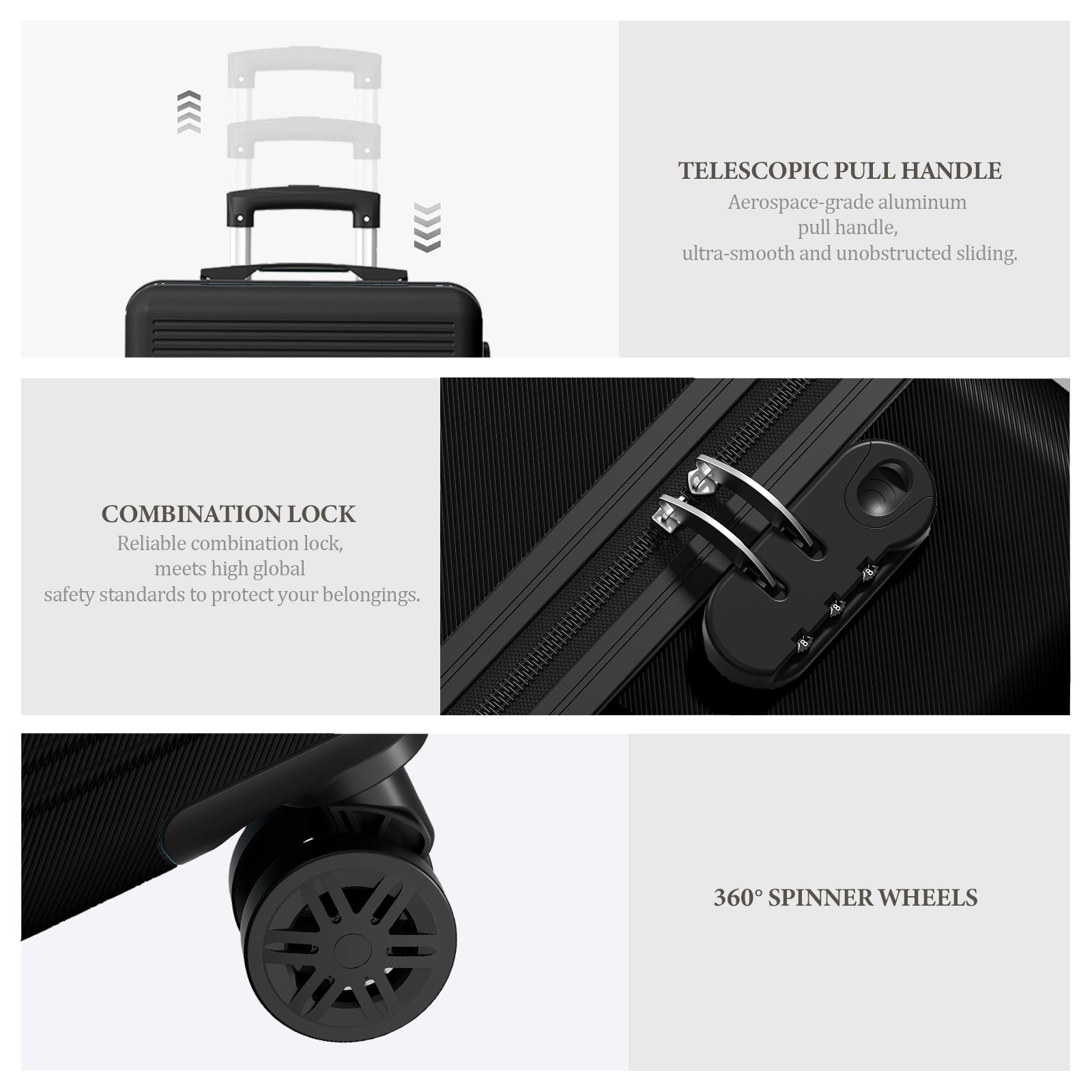 Set 3 Trolley ABS 20/24/28 pollici - Nero (041)