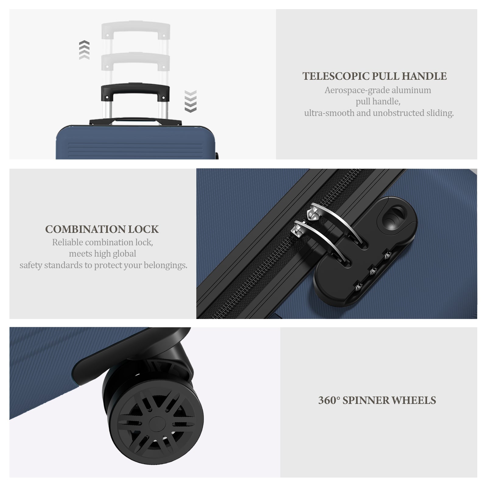 Set 3 Trolley ABS 20/24/28 pollici - Blu Navy (041)