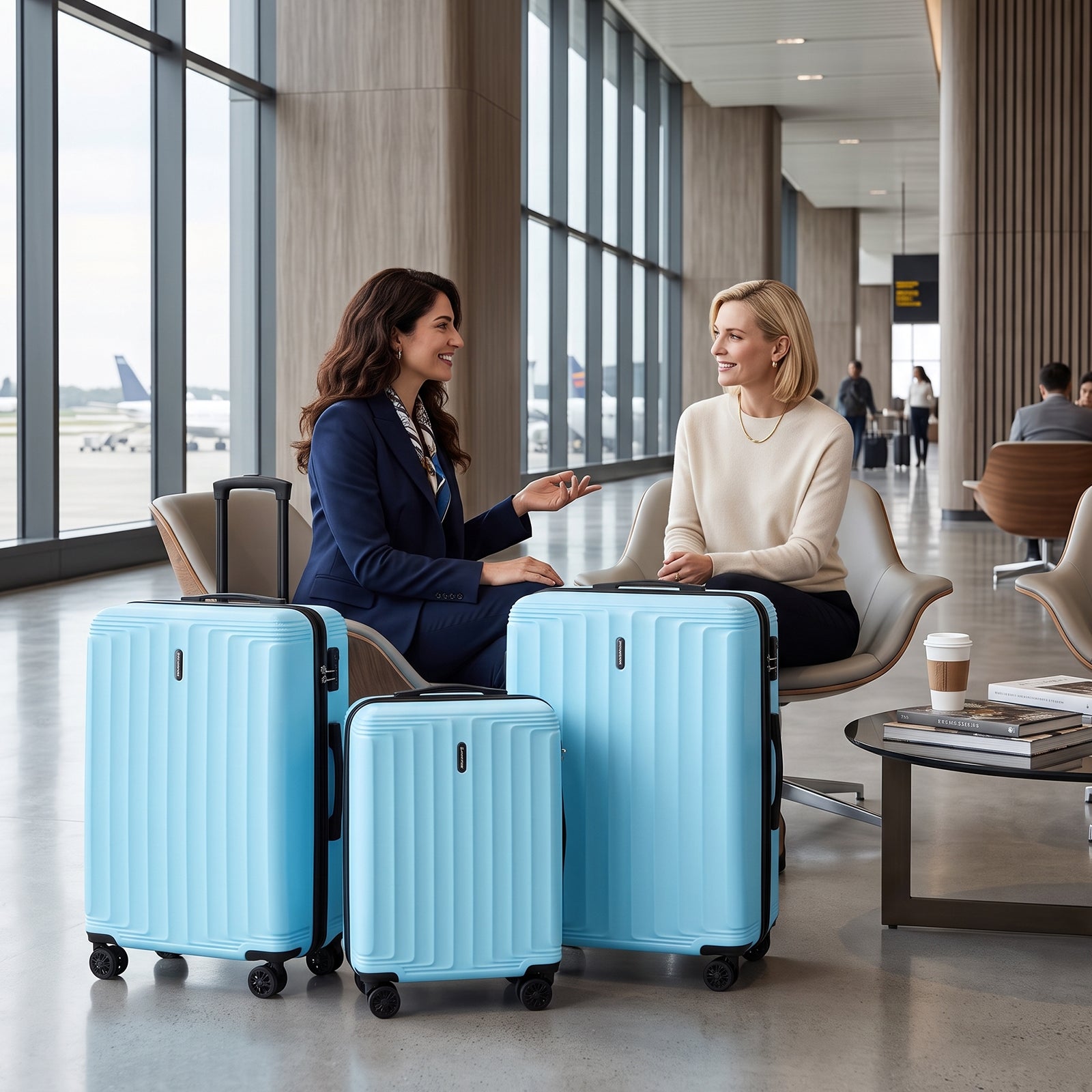 Set valigie ABS 3 pezzi 20/24/28– Blu Cielo（042）