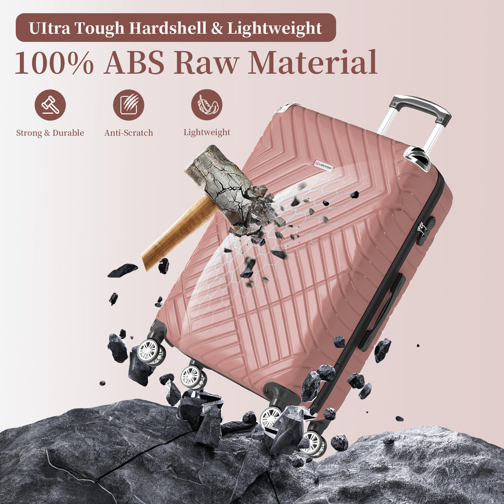Set valigie in ABS da 5 pezzi (20"/26"/28"/30"/32") – Rosa oro（075）