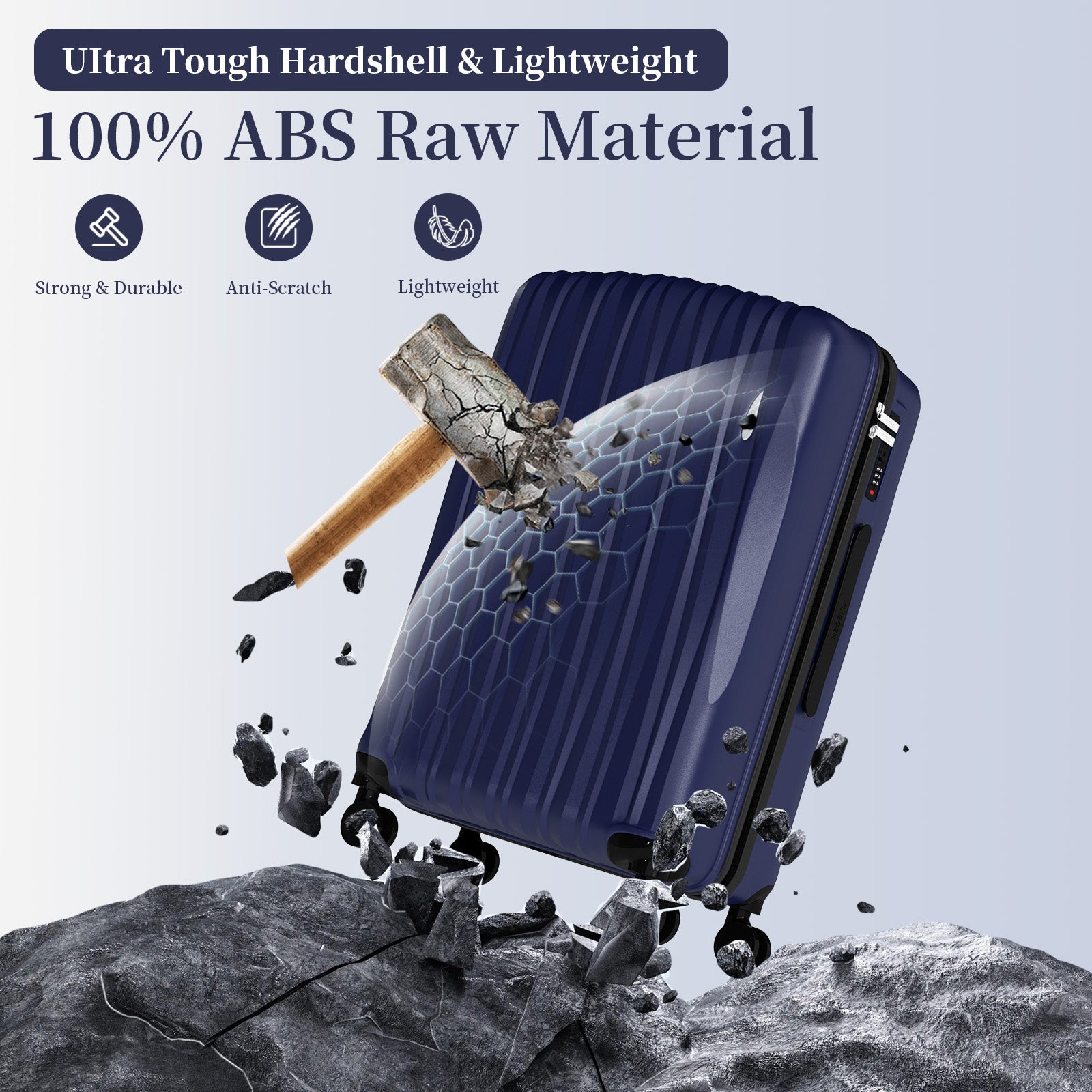 Set 4 Trolley ABS 12/20/24/28 pollici - Blu Navy (073)
