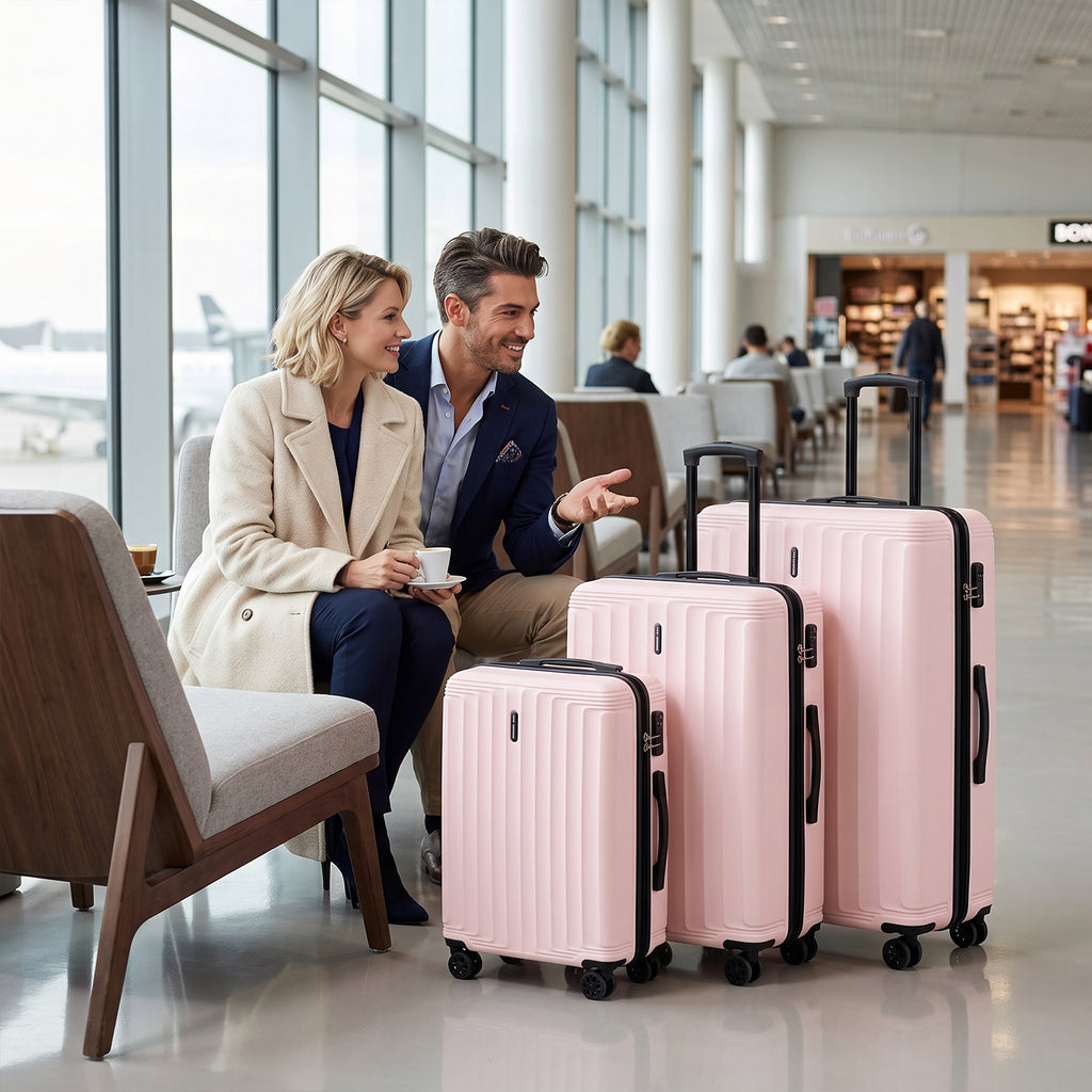 Set valigie ABS 3 pezzi 20/24/28 – Rosa（042）