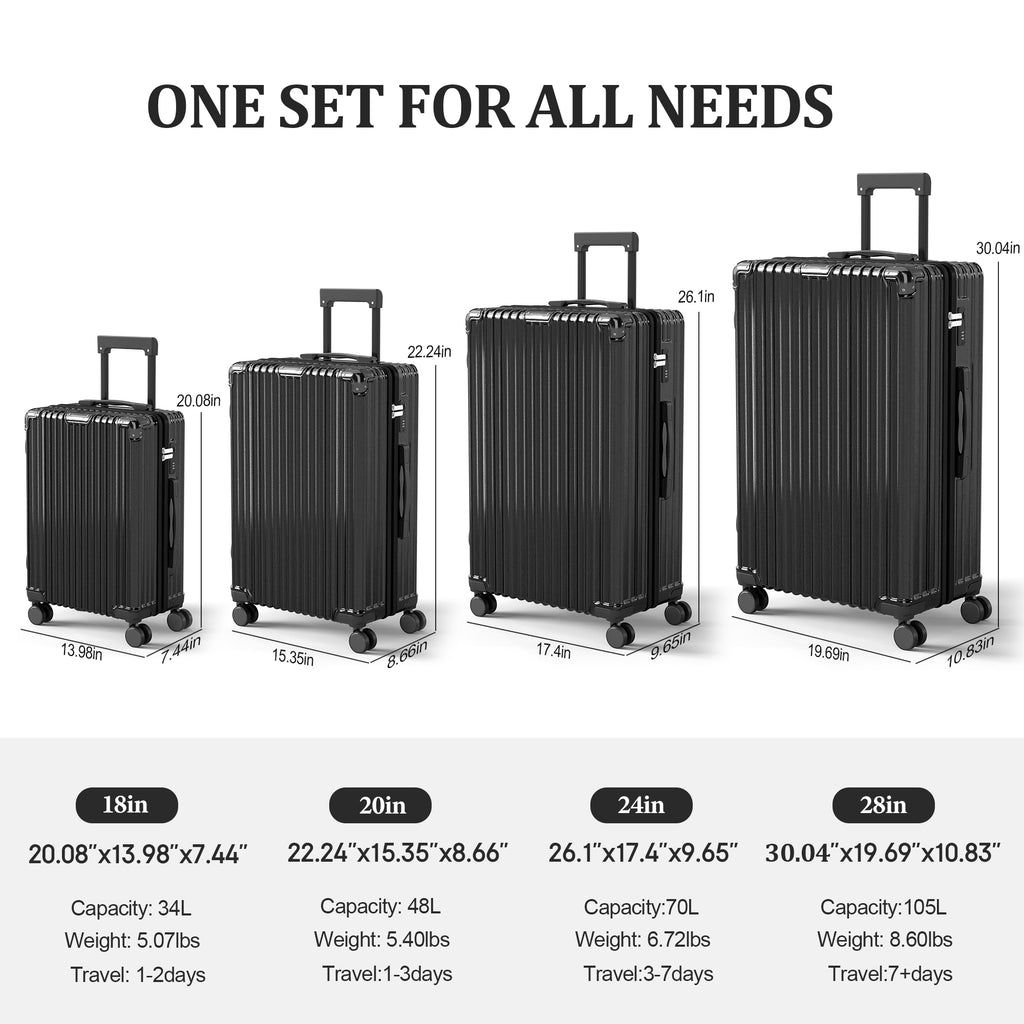 Set valigie ABS+PC 4 pezzi 18/20/24/28 - Nero (003)