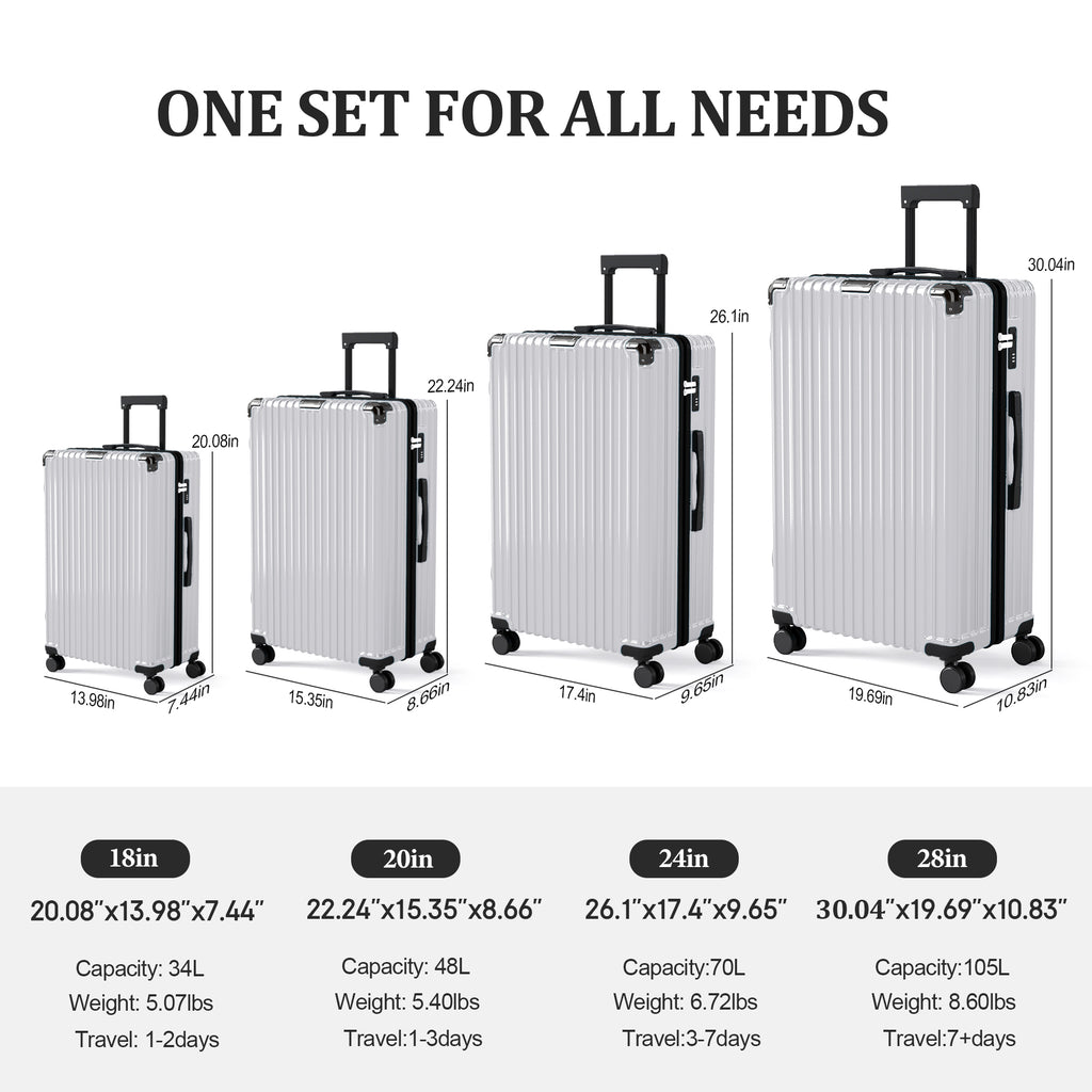 Set valigie ABS+PC 4 pezzi 18/20/24/28 - Grigio (003)