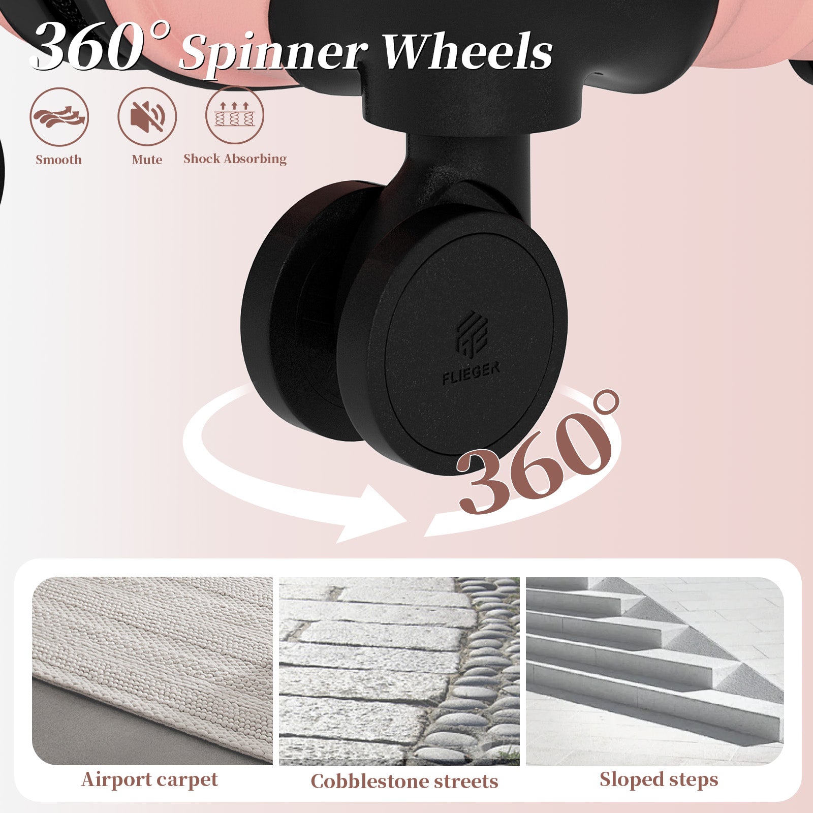 Set 4 Trolley ABS 12/20/24/28 pollici - Rosa（073）