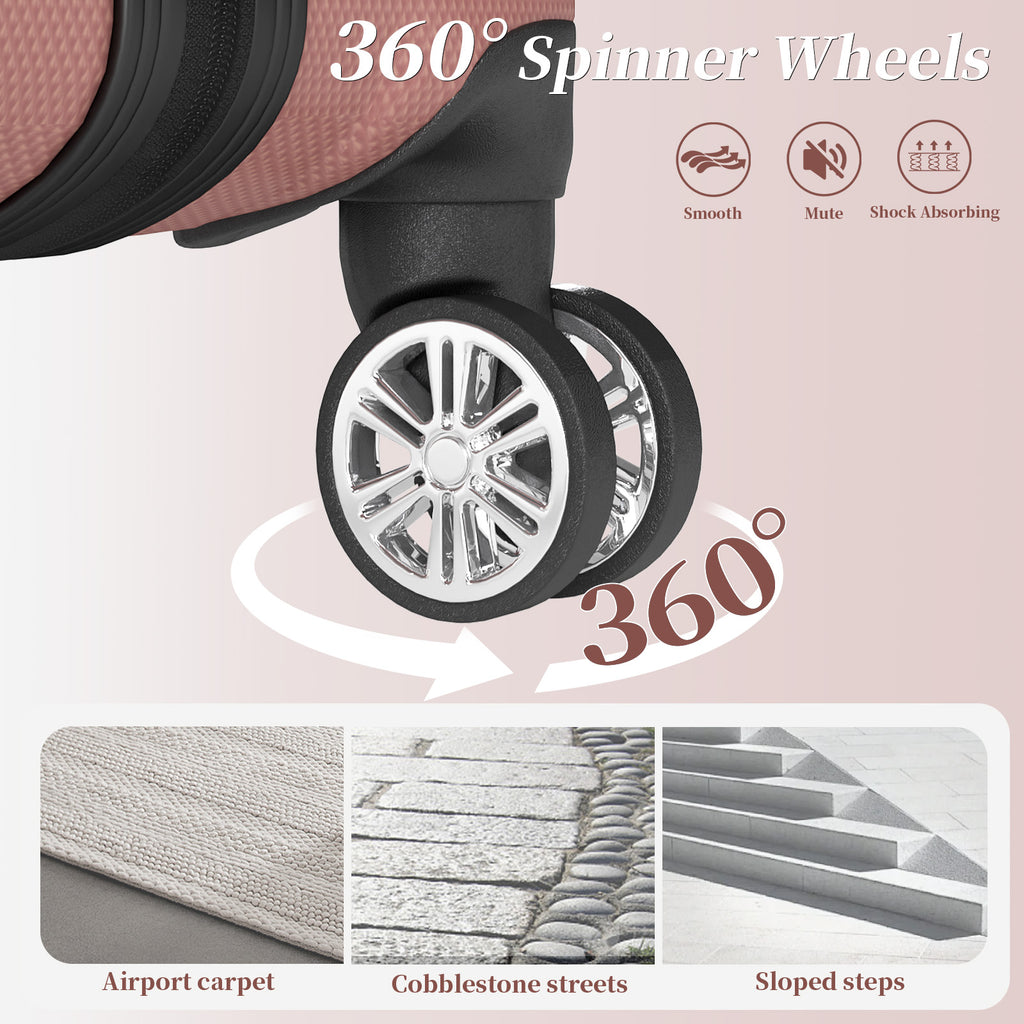 Set valigie in ABS da 5 pezzi (20"/26"/28"/30"/32") – Rosa oro（075）