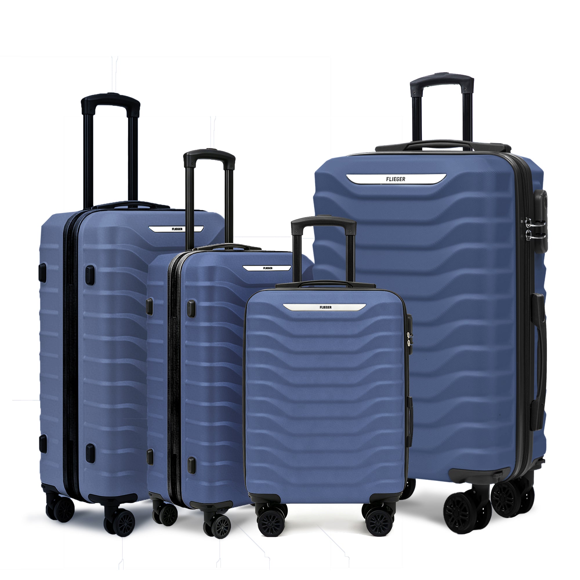 Set valigie ABS 4 pezzi 18/20/26/28 – Blu Scuro（029）