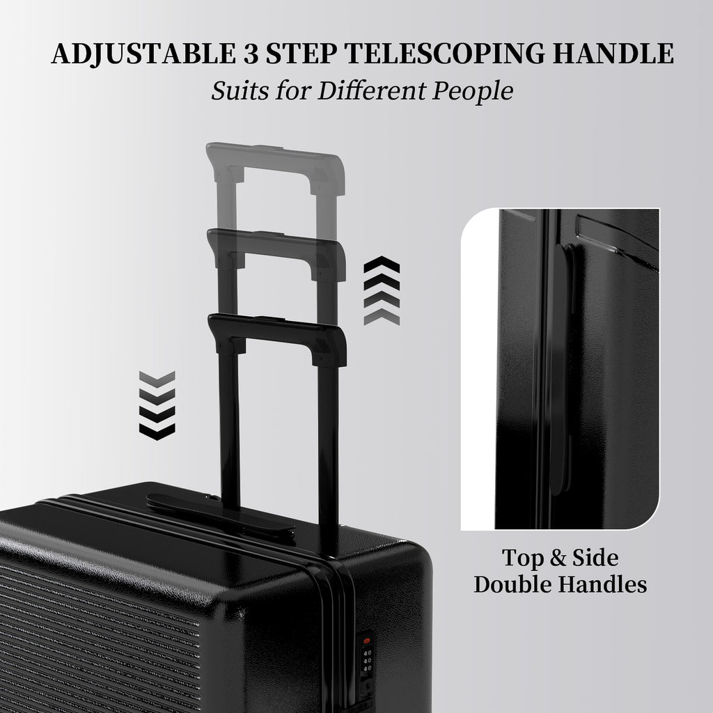 Set valigie in ABS da 4 pezzi (12"/20"/24"/28") – Nero（064）