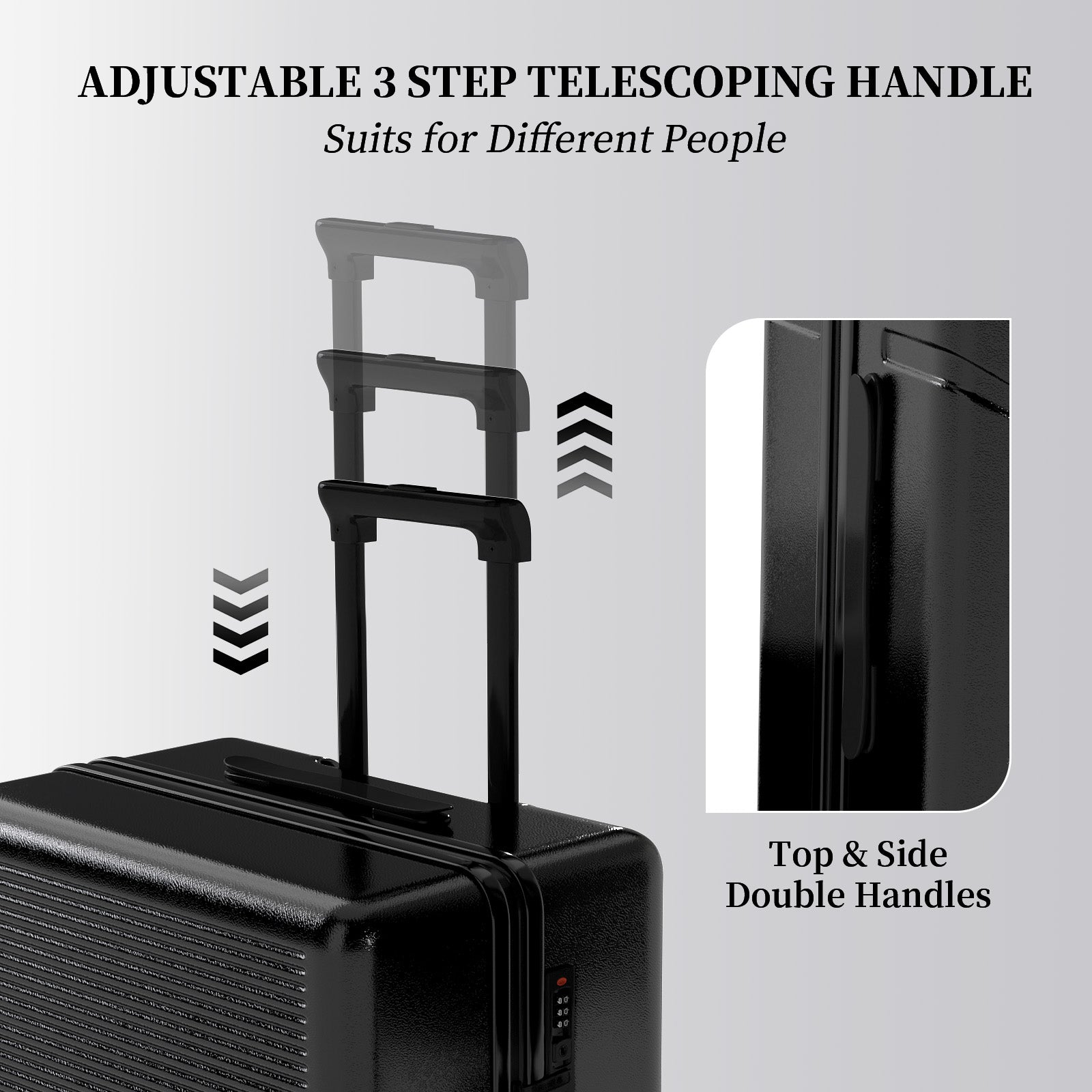 Set valigie in ABS da 4 pezzi (12"/20"/24"/28") – Nero（064）