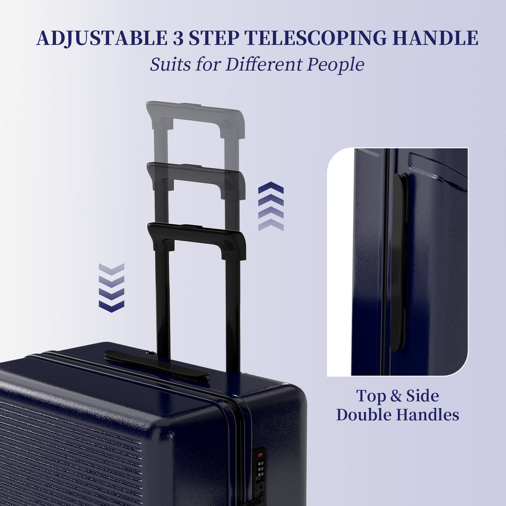 Set valigie in ABS da 4 pezzi (12"/20"/24"/28") – Blu profondo（064）