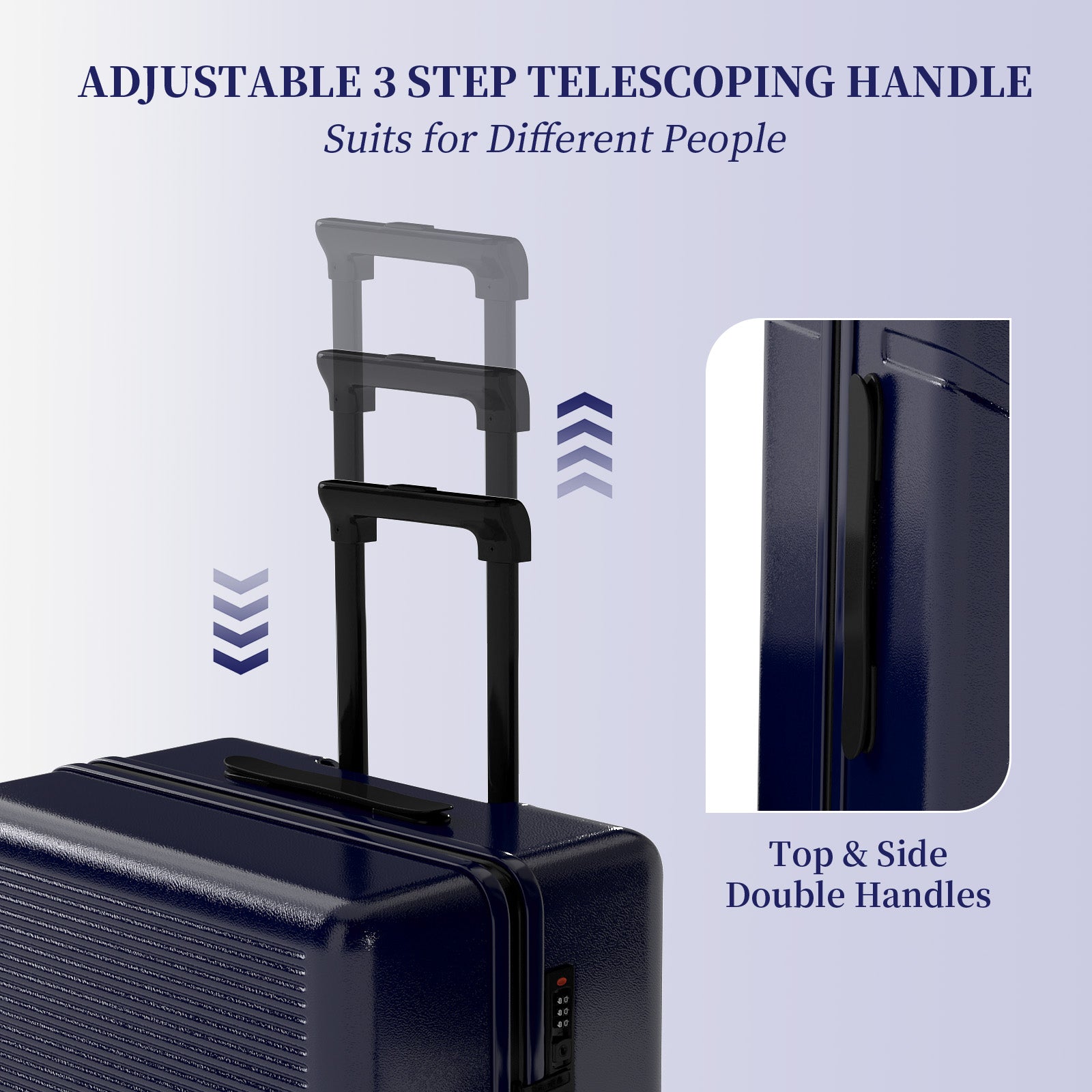 Set valigie in ABS da 4 pezzi (12"/20"/24"/28") – Blu profondo（064）