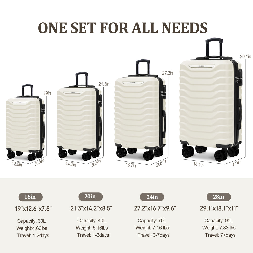 Set valigie ABS 4 pezzi 18/20/26/28 - Beige (029)
